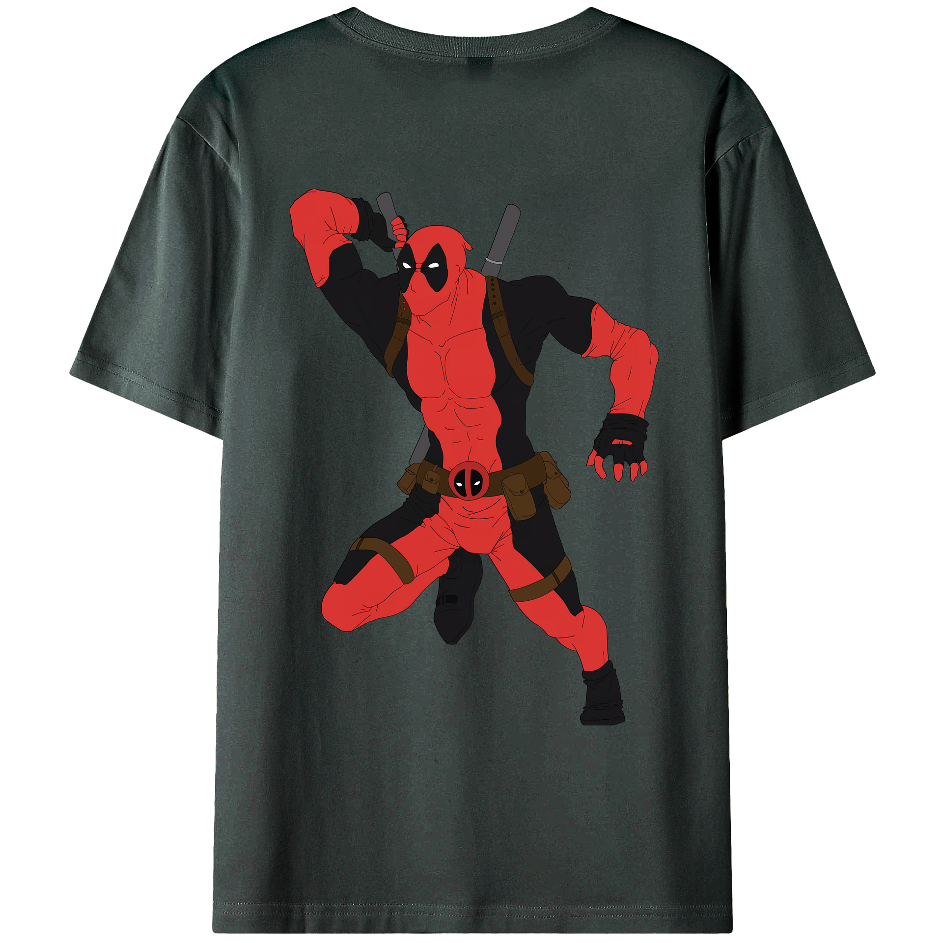 （画像用） Deadpool デッドプール 綿100％ メンズ半袖Tシャツ（バックプリント） 通気性